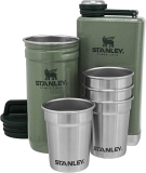 Stanley Conjunto de presente de vidro de shot e lutador de aço inoxidável. Pacote de aventuras ao ar livre com 4 copos de metal, frasco de uísque de 236 ml e estojo de transporte para viagem