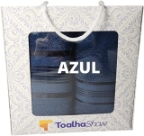 Jogo de Toalha Gigante Banhão – 1 Banho + 1 Rosto Egito 350g/m² 100% Algodão Embalado P/Presente – Azul Escuro