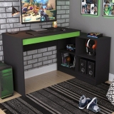 Mesa Escrivaninha Gamer com 4 Nichos B24 – Preto/Verde