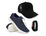 Kit Tenis Masculino Corrida Yzi + Relógio Esporte + Boné