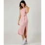 Vestido Feminino Midi Canelado Fendas