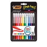 Caneta Hidrográfica BIC Intensity Brush Pens, Ponta Pincel, Traço Fino ou Grosso, 10 Cores, 970926,